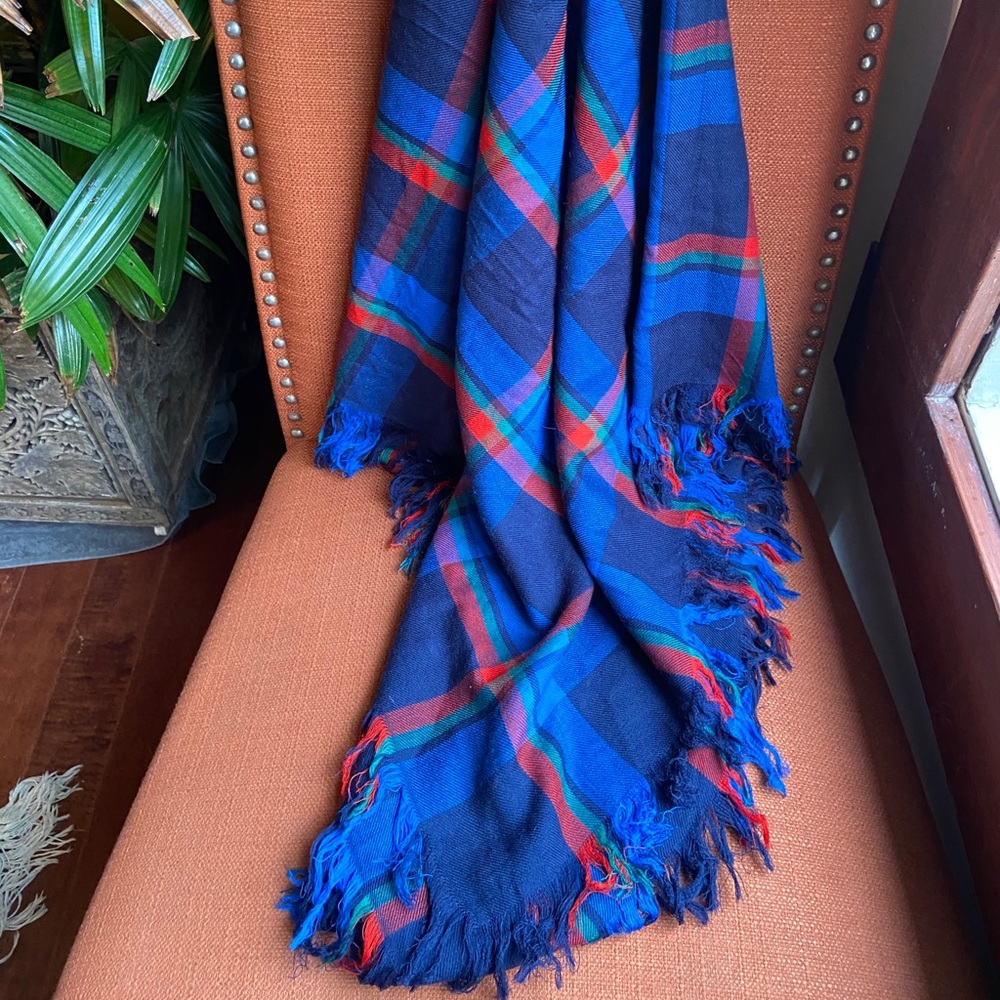 HUGE Marc MARC JACOBS Big Plaid Scarf Shawl THROW 54” x54” soft!